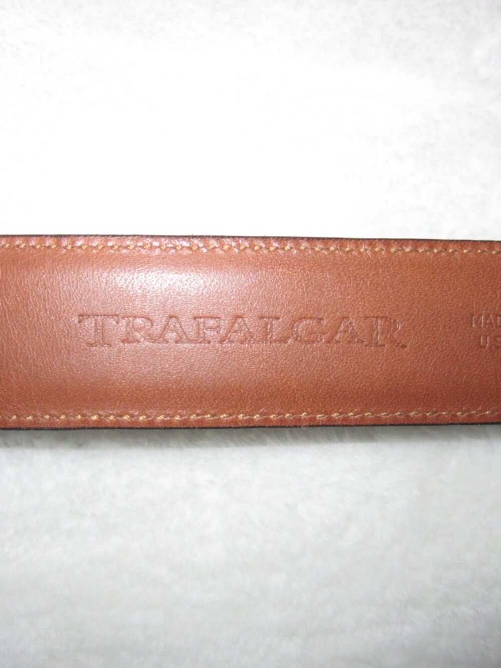 TRAFALGAR Black Leather Belt Made in USA Italian Solid Brass Buckle Men's 36 - Picture 6 of 8
